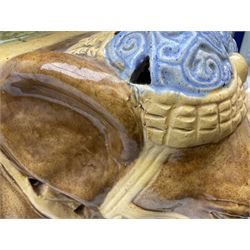 Oriental glazed ceramic elephant garden seat, H41cm