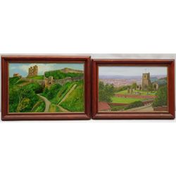 Richard Wood (British 20th century): St Mary's Church and Scarborough Castle, two oils on board signed and dated '92, 27cm x 42cm and 29cm x 44cm (2)