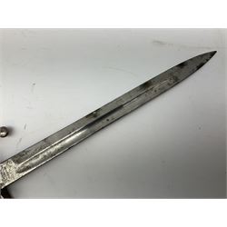 German-made 1908 pattern bayonet by Weyersberg, Kirschbaum & Co, Solingen as used by the Brazilian Army, with 30cm fullered steel blade and hooked quillon numbered 107011 L43cm overall; and Swedish Carl Gustav M1896 Mauser knife bayonet with 21cm steel blade and machined steel grip; in metal scabbard, both numbered 299 L35cm overall (2)