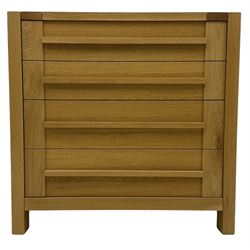 Light oak chest, fitted with four drawers