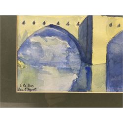 Edward Le Bas (British 1904-1966): 'Jul l'Agoot', watercolour and ink signed and titled 25cm x 25cm