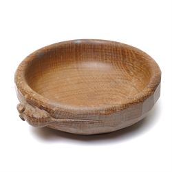Mouseman - adzed oak nut bowl, or circular form, carved with mouse signature, by the works...