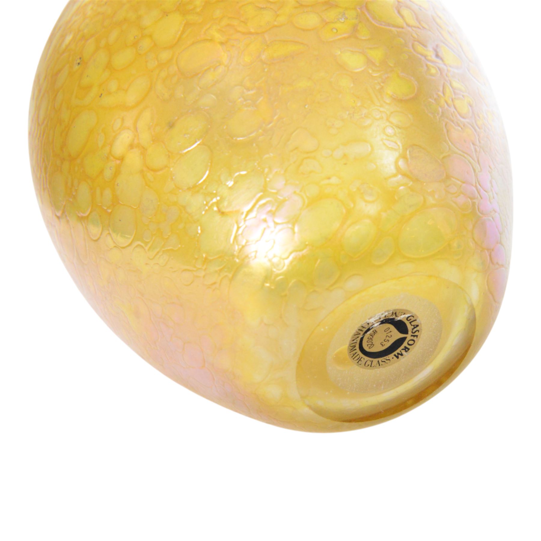 John Ditchfield for Glasform, two iridescent gold Art Glass paperweights, modeled as a mushroom and apple, apple H19cm