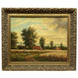 S Williams (20th century): Harvest Time, oil on panel signed 39cm x 49cm