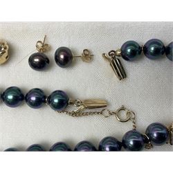 Silver jewellery, including bracelet, earrings, necklaces and Victorian brooch, together with amber type and coral type bead necklaces, Majorica imitation pearl necklace, etc
