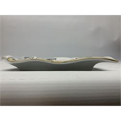 Fornasetti rectangular 'Falstaff' operatic billboard ashtray decorated with black and white text with a gilt border edge,  with printed mark beneath, H22cm 