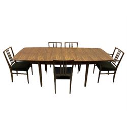 Frank Whitton for Gordon Russell mid-20th century oval extending dining table with leaf, and five chairs