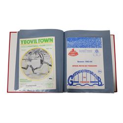 Comprehensive collection of approximately two-hundred Scarborough FC football programmes for the 1983/84, 1984/85,1985/86 and 1986/87 seasons, all filed within eight dedicated Scarborough FC red Home and Away binders 
