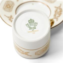 Six Royal Crown Derby coffee cans and saucers, pattern 383, together with six Aynsley coffee cans and saucers