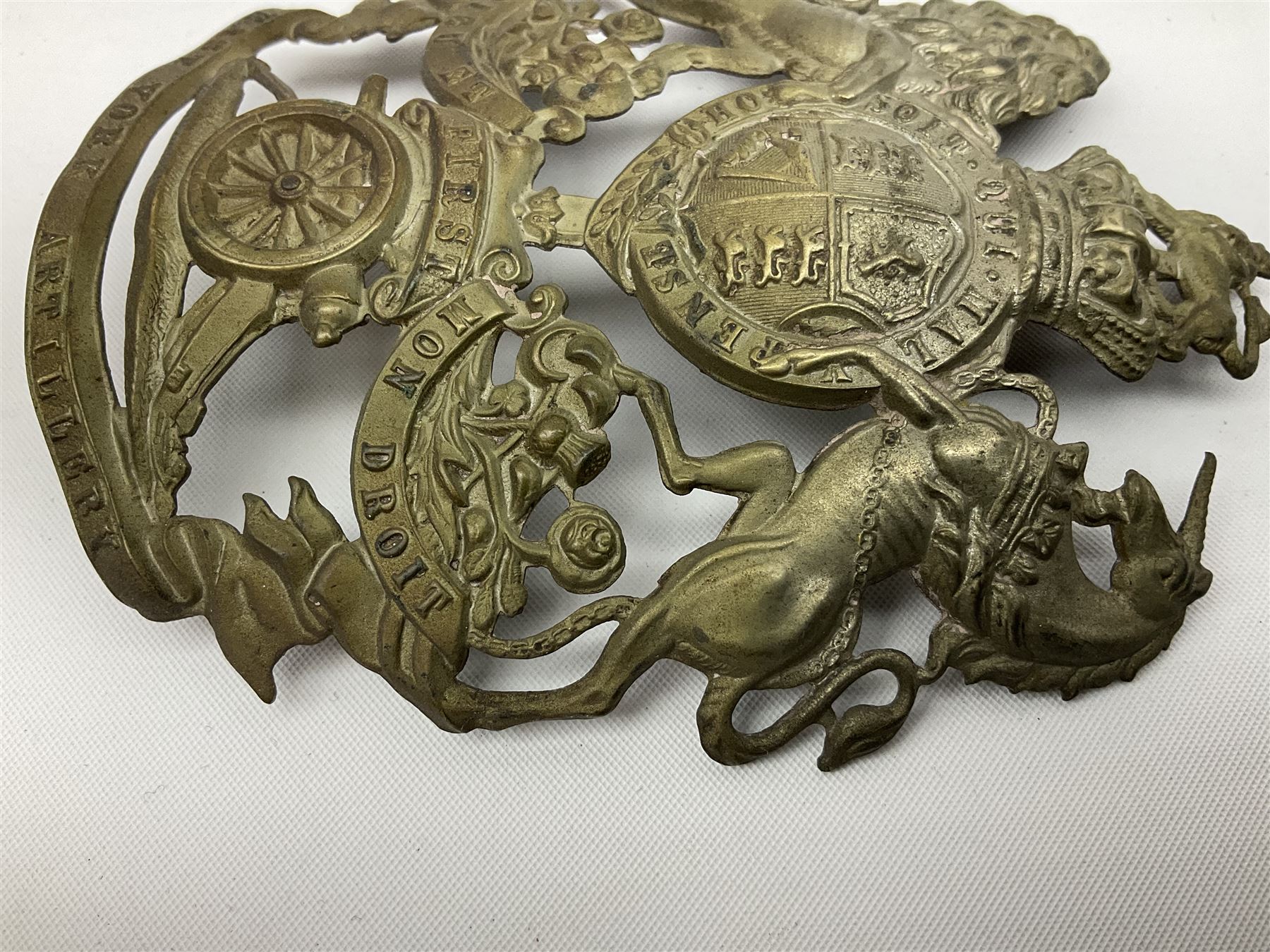 First East York Artillery Victorian helmet plate, 8cm x 10cm