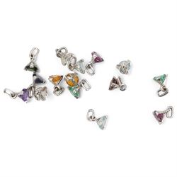 Silver Azendi stone set charm bracelet, with additional loose stone set charms and one other silver charm bracelet 