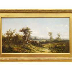 John Thompson (British exh.1892-1933): River and Valley Landscape, pair oils on canvas signed 23cm x 44cm (2)