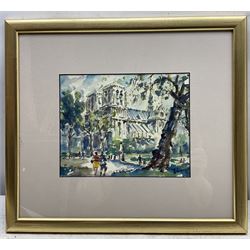 P Renard (20th century): French Cathedral, watercolour signed 17.5cm x 22cm