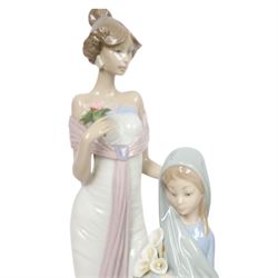 Four Lladro figures, comprising Summer Infatuation 6366, Butterfly Treasures 6777, Girl with Calla Lilies 4650 and Shepherdess with Dog 1034