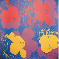 After Andy Warhol (American  1928-1987): 'Sunday B Morning Flowers' (Blue), colour lithogr...