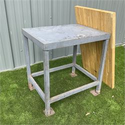 Welded steel frame workbench, with solid wood worktop - THIS LOT IS TO BE COLLECTED BY APPOINTMENT FROM DUGGLEBY STORAGE, GREAT HILL, EASTFIELD, SCARBOROUGH, YO11 3TX