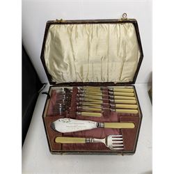 Cooper Ludlam cased canteen of cutlery for six, together with Inkerman butter knives and other silver plate 