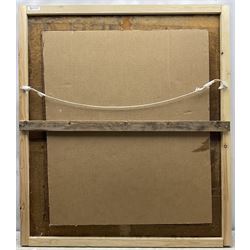 Patrick Rixson (Welsh 1940-1974): Winston Churchill, oil on canvas signed and dated 1965, 106cm x 93cm (fire damaged) (unframed)