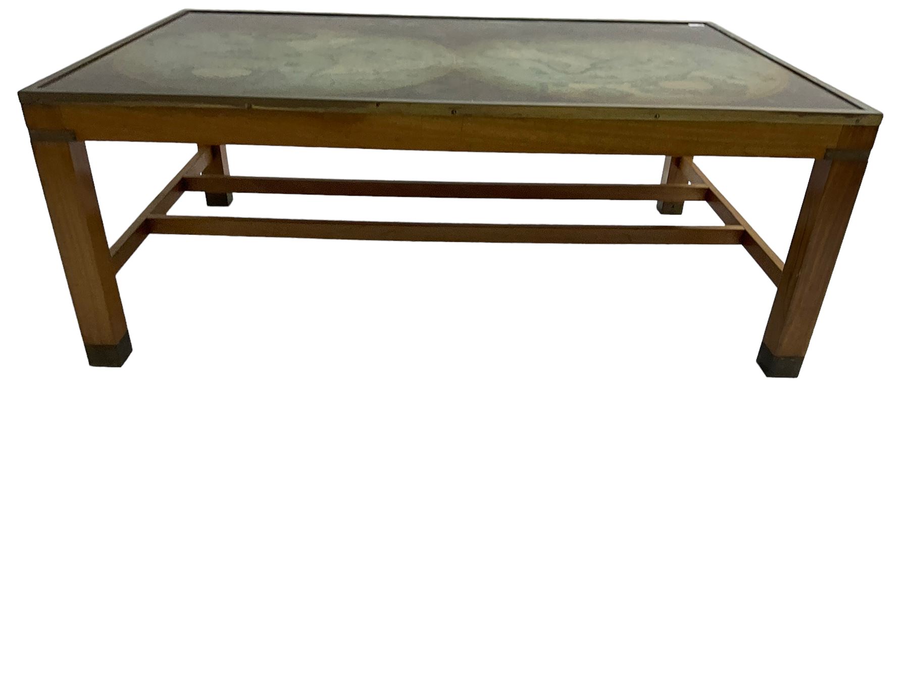 Large teak framed military style map table