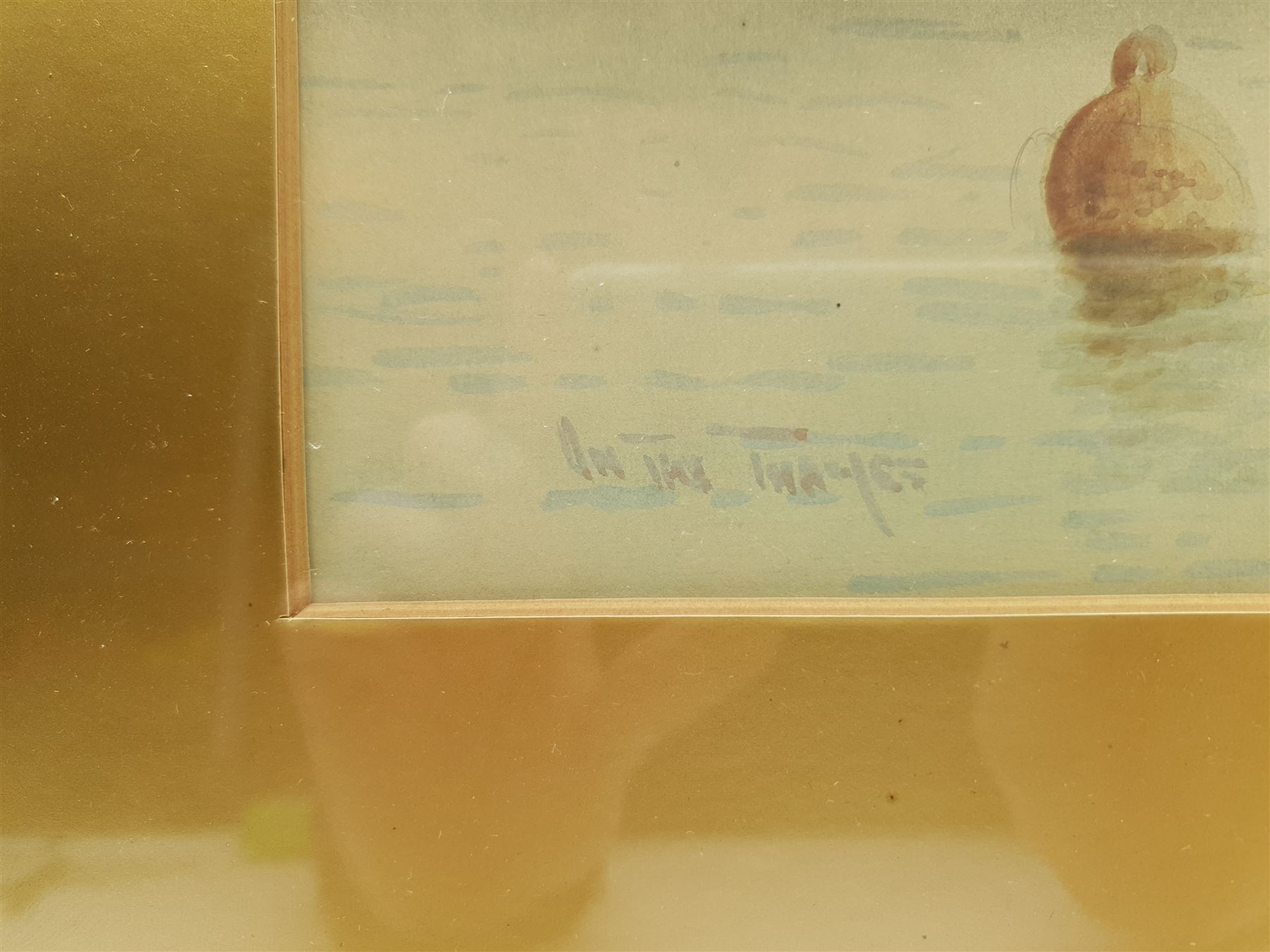 English School (19th/20th century): 'On the Thames', watercolour indistinctly signed and titled 25cm x 60cm