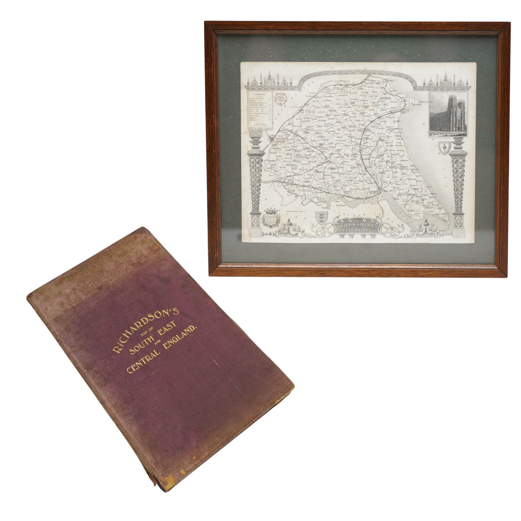 Richardson's Folding Map of South East and Central England pub. G W Bacon 1920; Thomas Moule (British 1785-1854): 'Yorkshire East Riding', 19th century engraved map 21cm x 28cm (2)