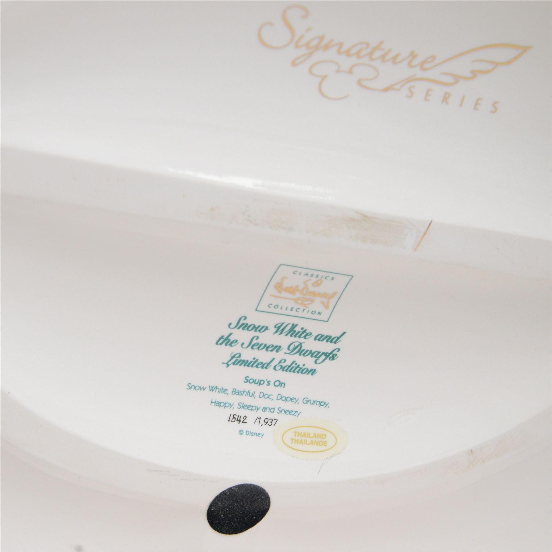 Limited Edition Disney Classics Collection figure group 'Soups On!', Snow White and the Seven Dwarves having dinner at a large table, boxed with certificate of authenticity and presentation video of the scene