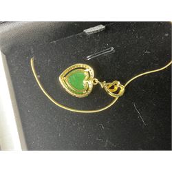 Silver-gilt drip design Lucy Q necklace, designed by Lucy Quartermaine, amber necklaces, silver-gilt stone set heart pendant, 10ct gold single stone set stud earrings, silver interchangeable pearl hoop earrings and a collection of costume jewellery and wristwatches 