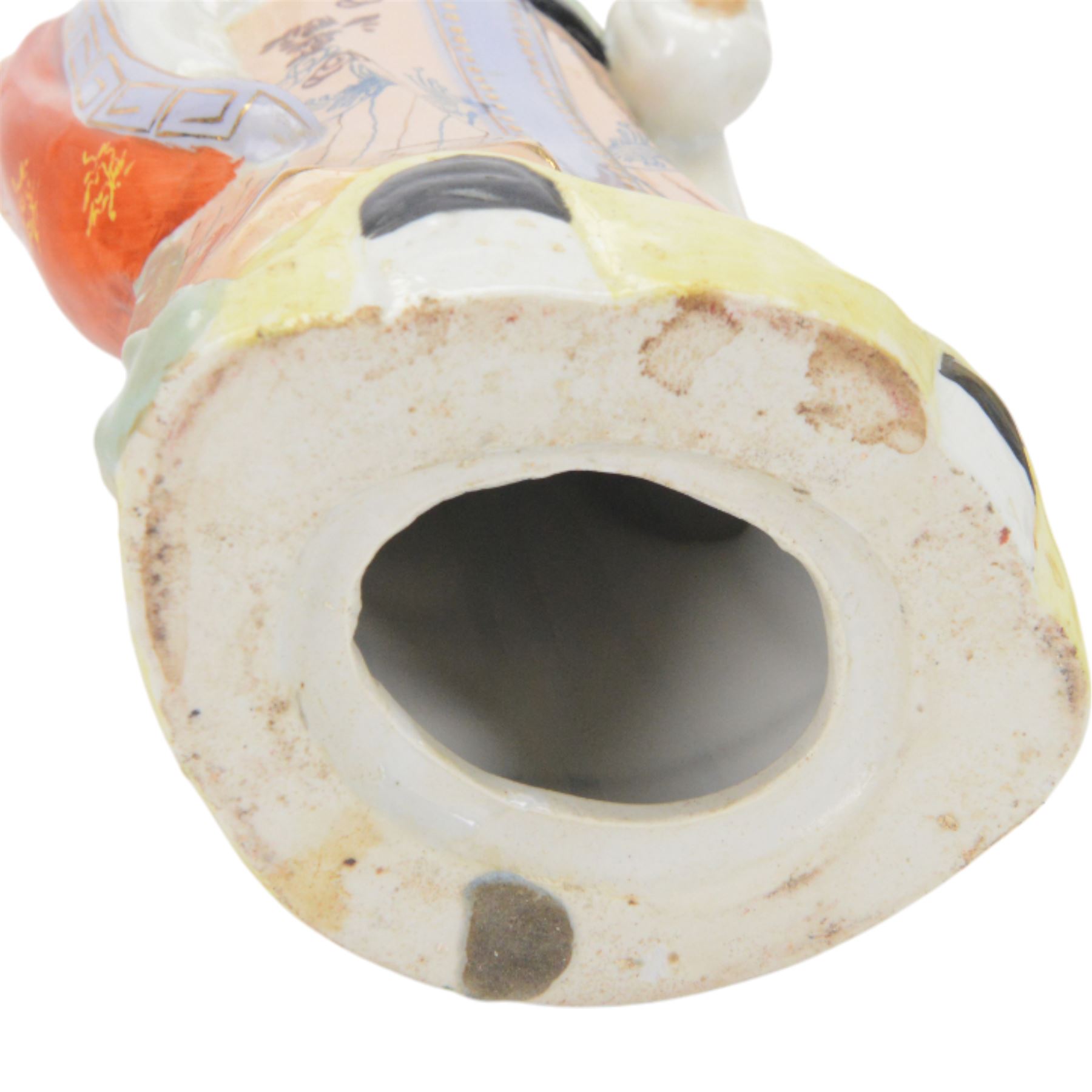 20th century Chinese famille rose porcelain figure of Shou Lao, together with another similar of Caishen, largest H34cm