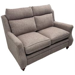 Parker knoll -  'Newbury' two-seat sofa (W148xm, H103cm, D100cm); and matching armchair with electric rising footrest (W85cm); upholstered in lavender fabric 