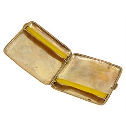Early 20th century 9ct gold cigarette by Charles S Green & Co Ltd, Birmingham, with engraved initials to front case and personalised engraving to interior 
