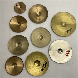 Graduated set of nine drum kit cymbals comprising Pearl 51cm (20