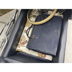 Silver Cross blue pram, with folding canopy and apron