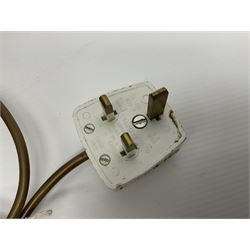 Chinese blue and white table lamp of baluster form, decorated with birds and floral displays, on hardwood base with shade, H78cm