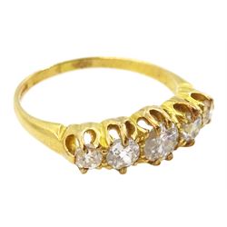 18ct gold five stone old cut diamond ring, total diamond weight approx 0.95 carat