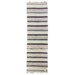 Striped cotton rag runner rug, in blue and purple shades 