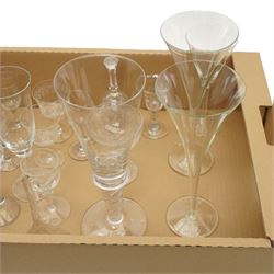 Collection of mixed antique glassware, including various etched examples, in one box