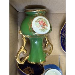 Collection of miniature Limoges and similar porcelain, including teacups and saucers, vases, comports, etc