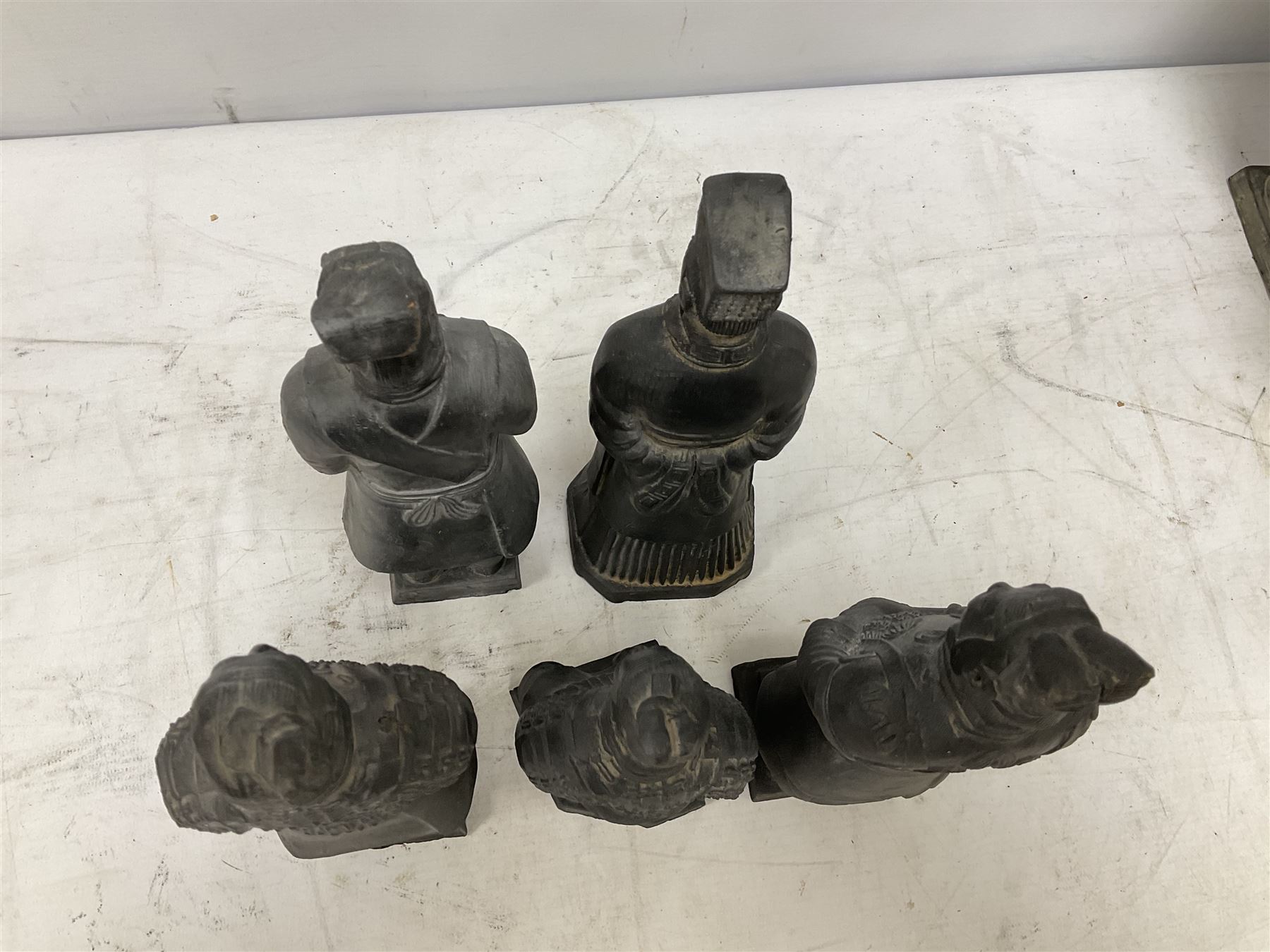 Set of five Chinese 'Terracotta Warrior' style figures, tallest example H24cm 