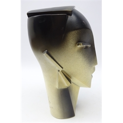  1980s plaster sculptural bust of a lady by Lindsey Balkweill, impressed 'Lindsey B 1984' to the reverse, H33.5cm   