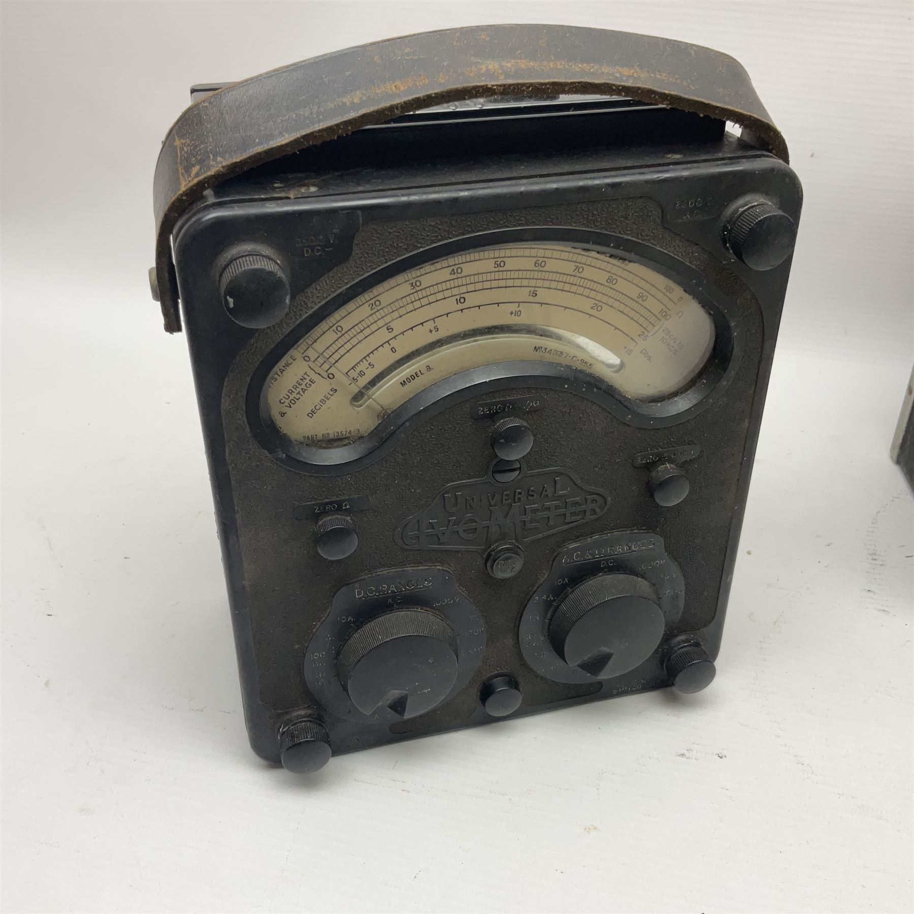 Collection of electrical testing equipment, to include The Automatic Coil Winder & Electrical Equipment Company Ltd Universal Avometer and Universal Avominor, Ross RE-177M ohm meter, British Physical Laboratories Universal Bridge model RS700, Weston Electrical Instrument Co model E665, RF Signal Generator Model RS600, Radar Cathode Ray Tube Tester Reactivator, etc