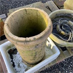 Garden fountain with white glazed sink, chimney pot and stone slab  - THIS LOT IS TO BE COLLECTED BY APPOINTMENT FROM DUGGLEBY STORAGE, GREAT HILL, EASTFIELD, SCARBOROUGH, YO11 3TX