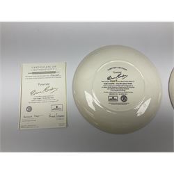 Two Wedgwood limited edition Clarice Cliff Design plates, comprising Poplar and House and Bridge patters, together with six Wedgwood limed edition Suzie Cooper The Art Deco Years, plates, all with certificates of authenticity, D21cm  