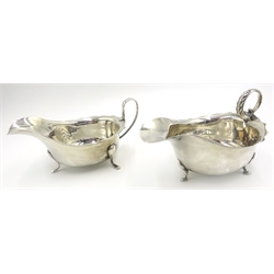  Silver sauce boat by Viners Sheffield 1931 and a similar boat approx 4.8oz  