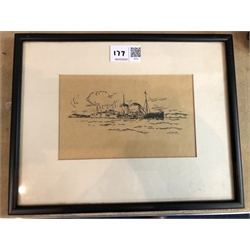  William Minshall Birchall (American 1884-1941): Shipping Studies, five pen and ink sketches signed with initials approx 10cm x 17cm (5)  