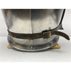 French 2nd Empire Cuirassiers breastplate and backplate, both marked internally along the bottom flange August 1862 for the Premier Guard Lancers No.450; on modern wooden display stand