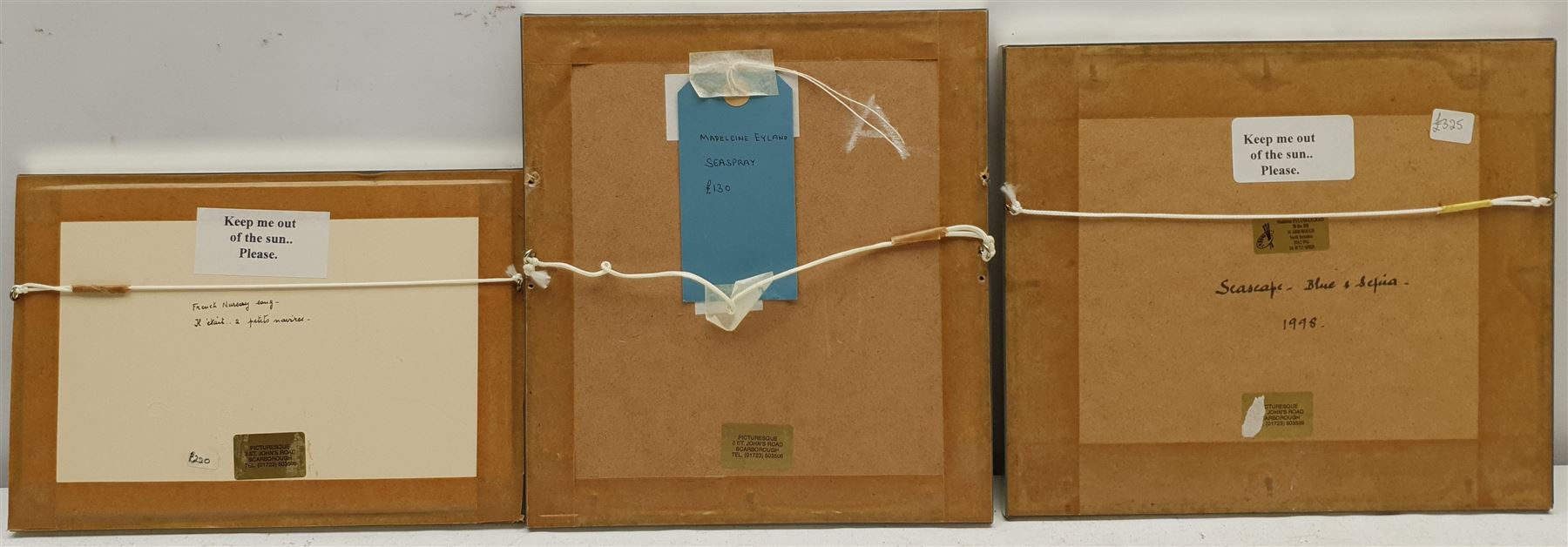 Madeleine Eyland (Belgian/British 1930-2021): Seascapes, three pastels signed, max 12cm x 20cm (3) 
Provenance: artist's studio collection. Marie-Madeleine Eyland (neé Legrain) was born in 1930 at Floriffoux, Belgium; she lived most of her life in Scarborough working as a nurse and an artist.