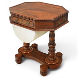 William IV mahogany work table, the octa