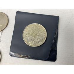 Coins and banknotes, including Lowther mis-printed five pound note 'HH09', Somerset one pound note 'CZ13', United States of America 1971 and 1976 one dollar coins, Great British commemorative crowns, Queen Elizabeth II 1997 two pound coin, 2008 five pound coin, King George V 1920 and 1931  florins and various other pre-decimal coins