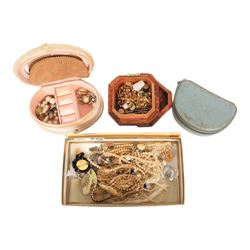 Silver jewellery including cufflinks and ring and a collection of costume jewellery