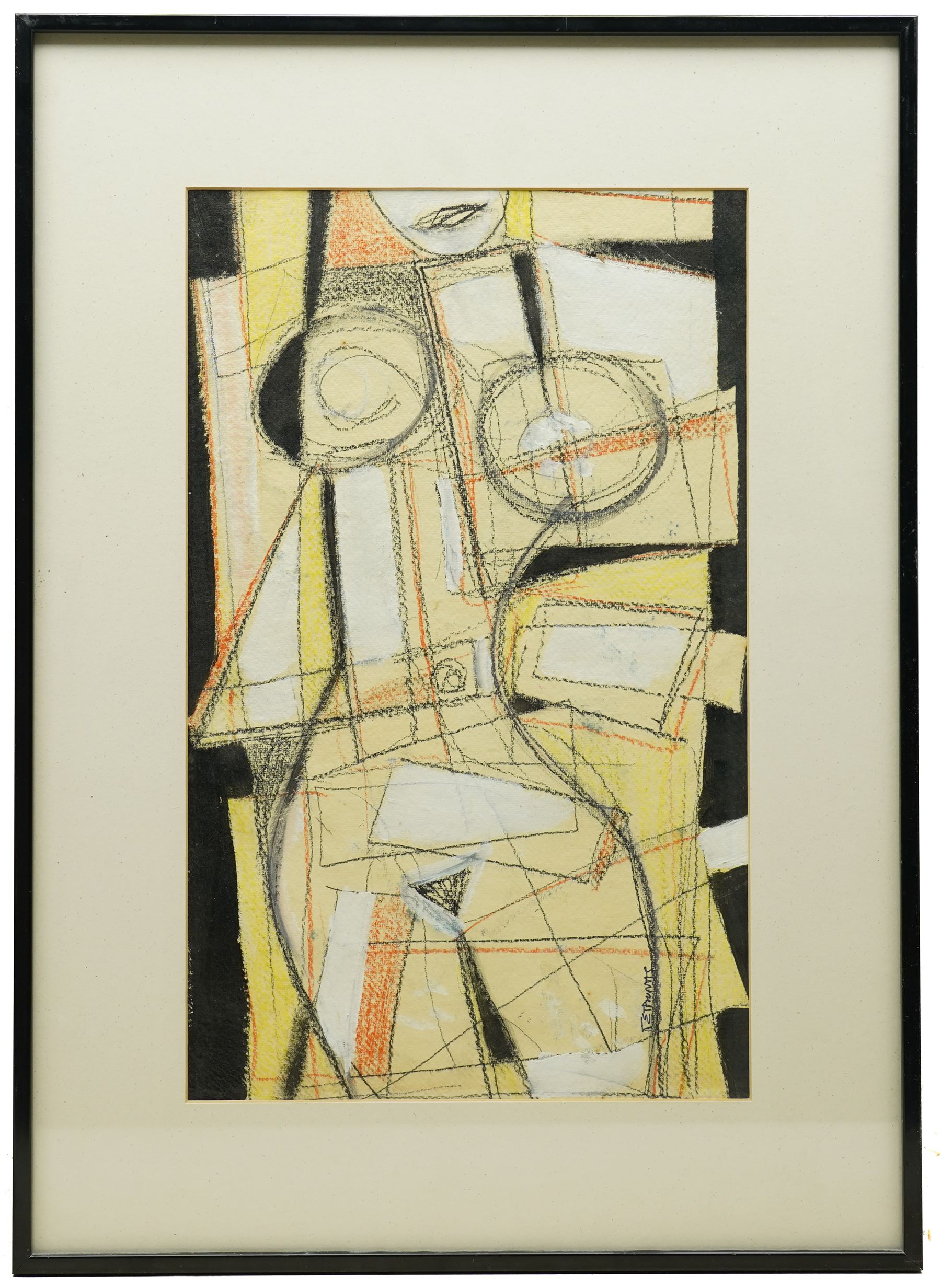 Continental School (20th Century): Cubist Nude, charcoal and watercolour indistinctly signed 40cm x 25cm 